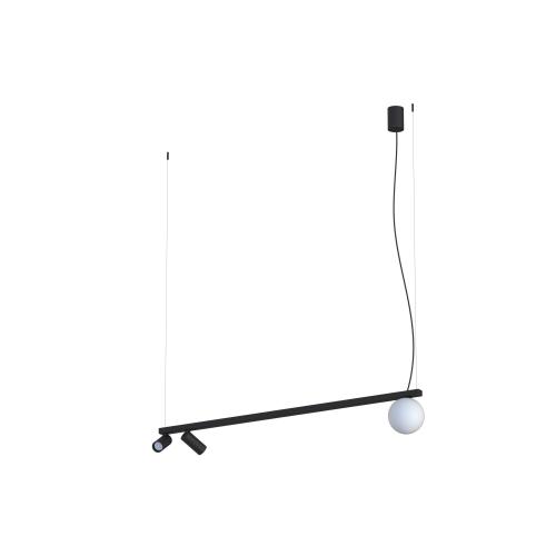 Nowoczesna lampa wisząca FOURTY pozioma z reflektorkami i szklanym kloszem 11447 Nowodvorski