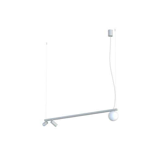 Lampa wisząca nad blat stołu FOURT szara z reflektorkami i szklaną kulą 11450 Nowodvorski