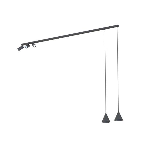 Nowoczesna lampa przysufitowa FOURTY czarna z 3 reflektorkami i zwisami 5xGU10 11448 Nowodvorski