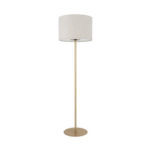 Lampa podłogowa SANTANA 11656 kremowy abażur, złote detale – styl modern classic do salonu