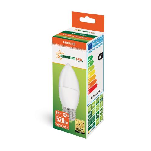 ŻARÓWKA LED 6W ŚWIECZKA 3000K E27 WOJ+13061 1